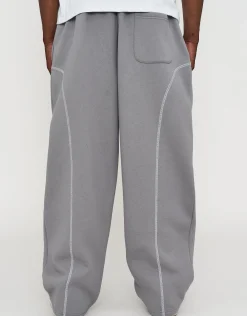 Overlock Wide Leg Track Pants in Alloy Grey