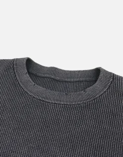 Oversized Crew Knit Jumper in Washed Black