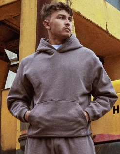 Oversized Heavyweight Plain Hoodie in Ivy