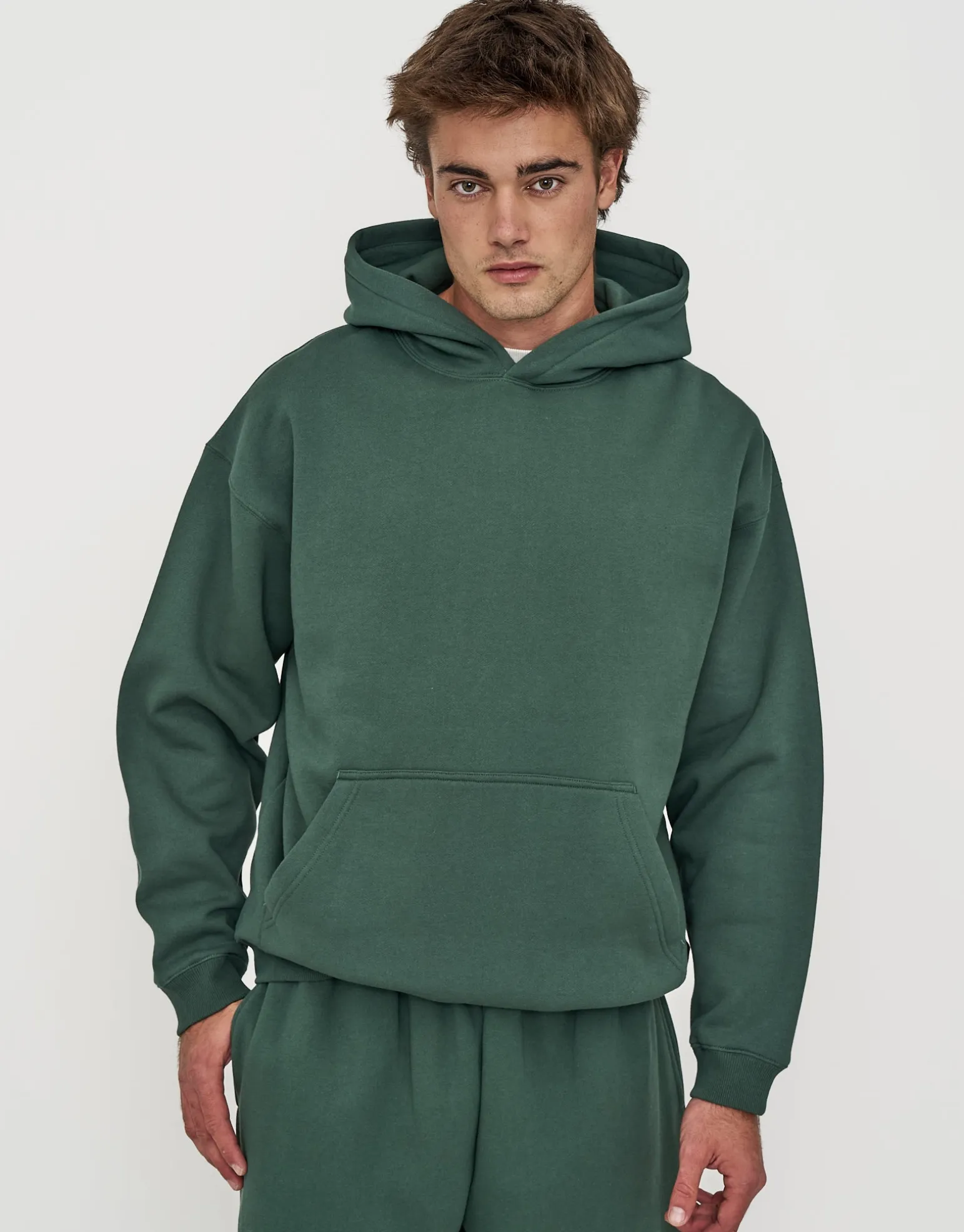 Oversized Heavyweight Plain Hoodie in Black