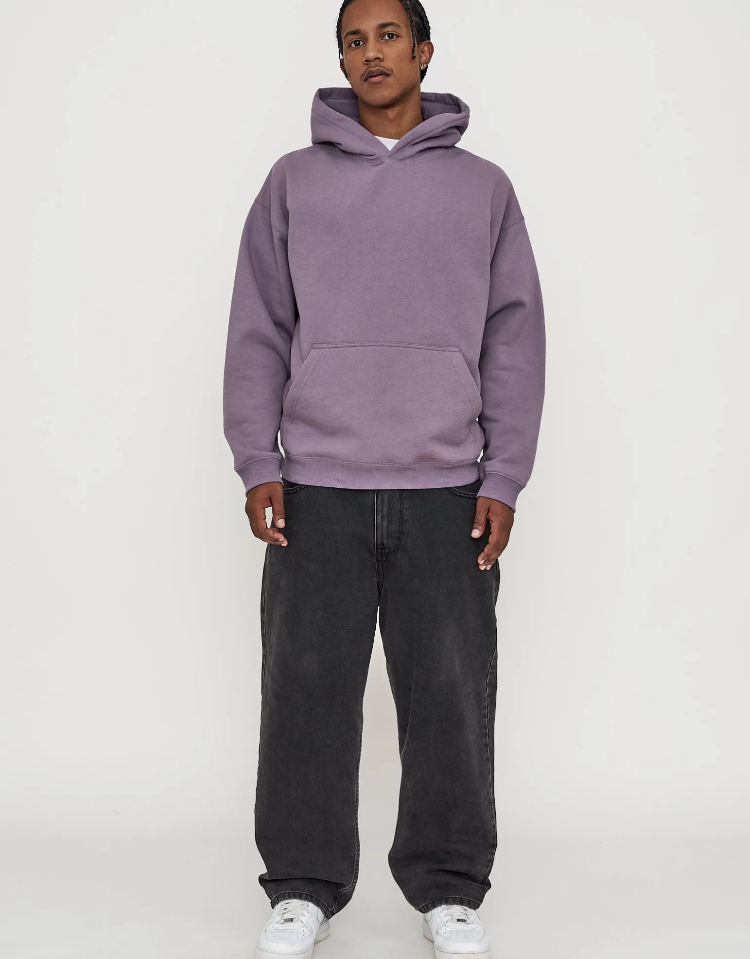 Oversized Heavyweight Plain Hoodie in Black