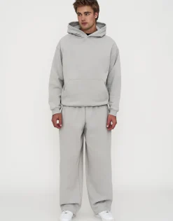 Oversized Heavyweight Plain Hoodie in Snow Marle