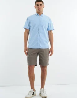 Oxford Cotton Short Sleeve Shirt in Light Blue