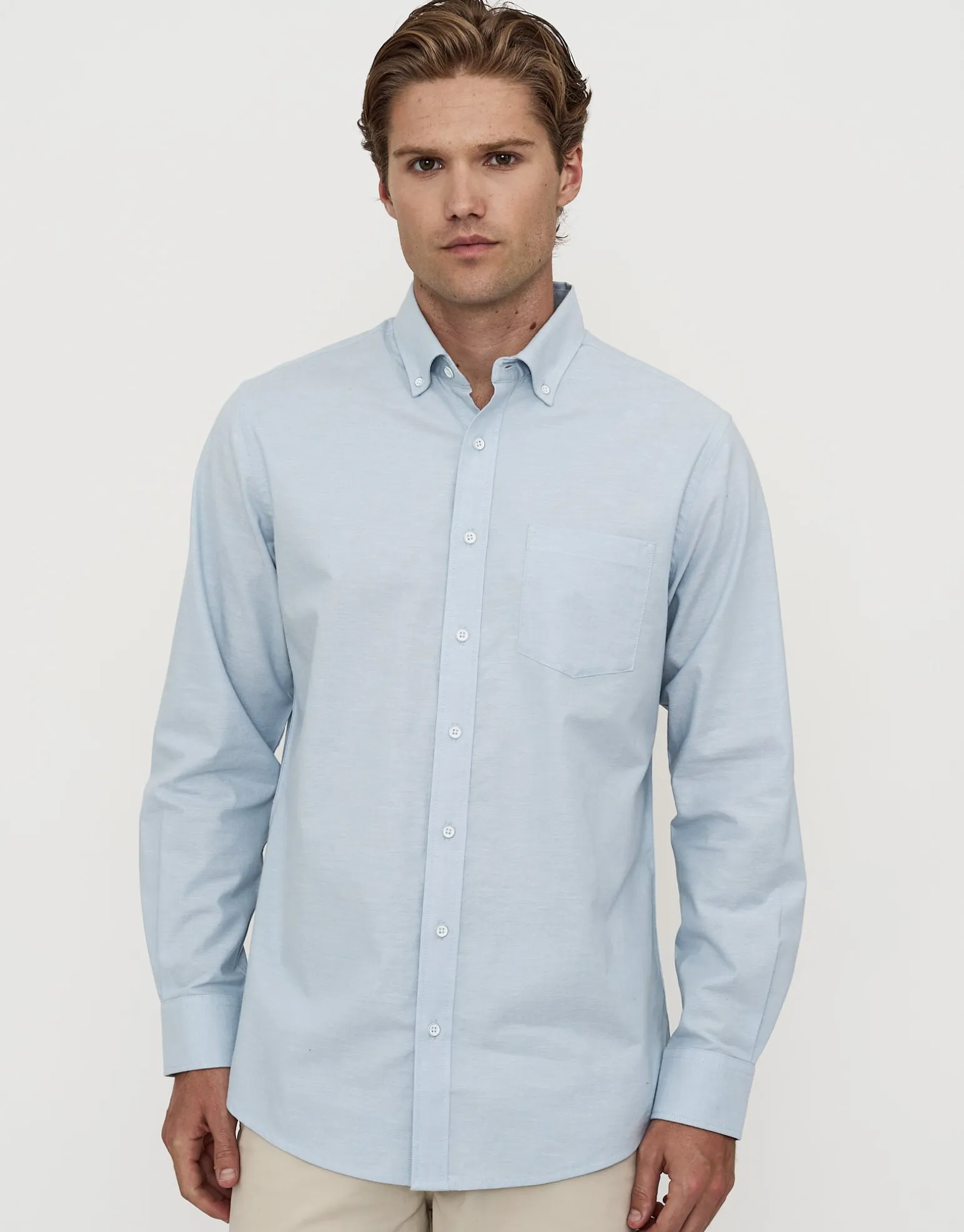 Oxford Stretch Long Sleeve Shirt in White