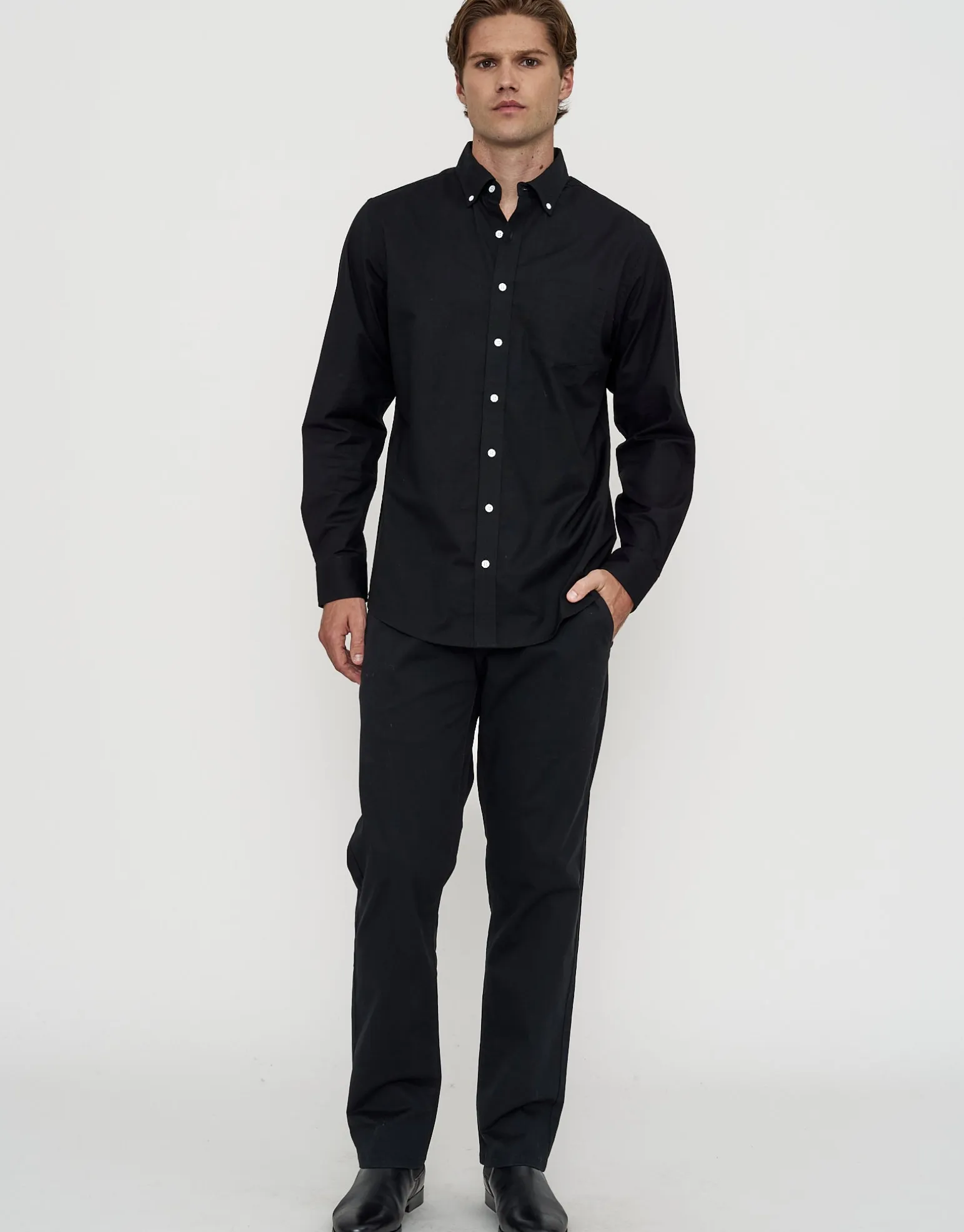 Oxford Stretch Long Sleeve Shirt in White