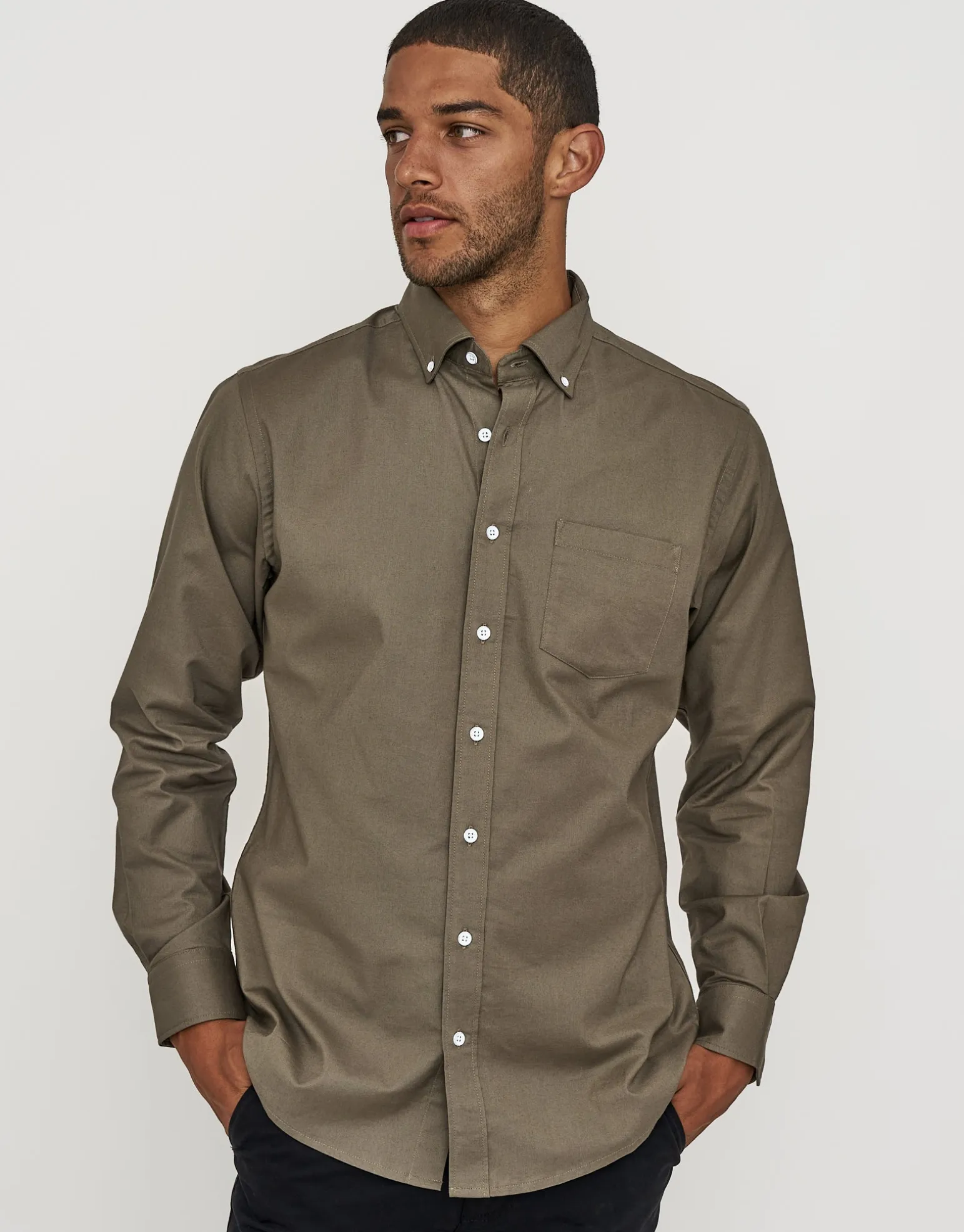 Oxford Stretch Long Sleeve Shirt in White