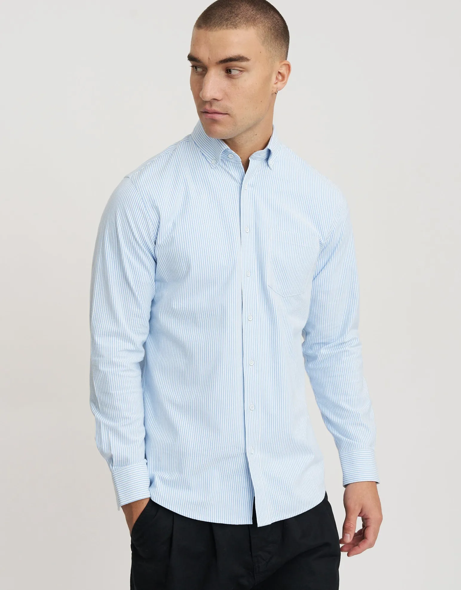 Oxford Stretch Long Sleeve Shirt in White