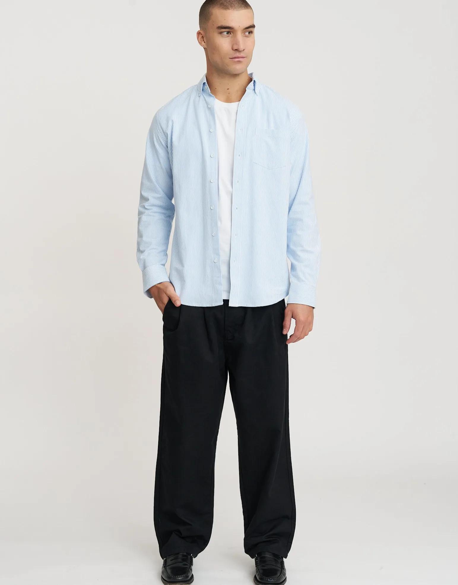 Oxford Stretch Long Sleeve Shirt in White