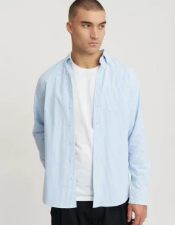 Oxford Stretch Long Sleeve Shirt in Lt Blue