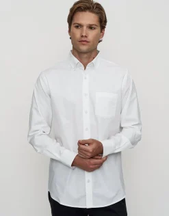 Oxford Stretch Long Sleeve Shirt in Black