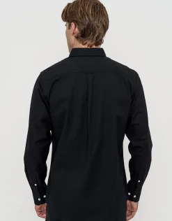 Oxford Stripe Stretch Long Sleeve Shirt in Blue Stripe