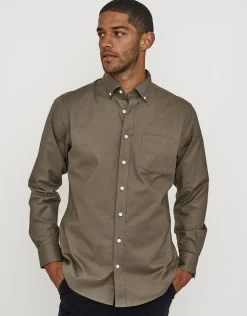 Oxford Stripe Stretch Long Sleeve Shirt in Blue Stripe