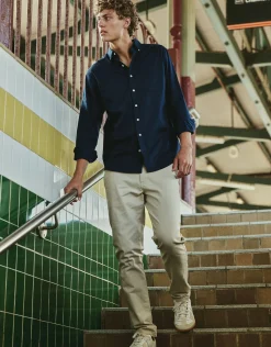 Oxford Stripe Stretch Long Sleeve Shirt in Blue Stripe