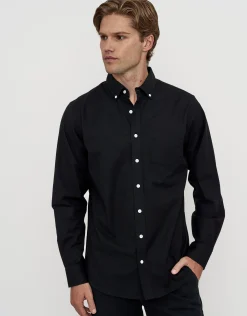 Oxford Stripe Stretch Long Sleeve Shirt in Blue Stripe