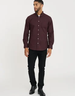 Oxford Stripe Stretch Long Sleeve Shirt in Blue Stripe