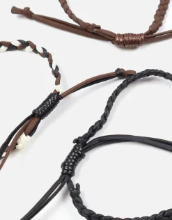 3 Pack Braided Bracelet in Black/brown