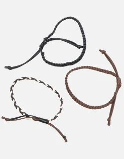 3 Pack Braided Bracelet in Black/brown