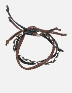 3 Pack Braided Bracelet in Black/brown