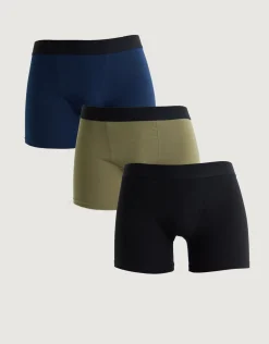 3 Pack Mixed Plain Boxers in Black/moss/navy