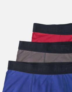 3 Pack Mixed Plain Boxers in Mid Blue/burgundy/sl