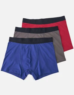 3 Pack Mixed Plain Boxers in Turquoise/silver/bla