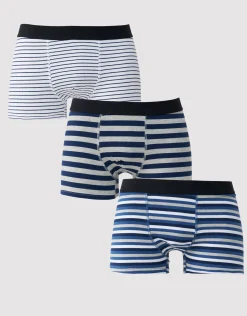 3 Pack Mixed Striped Trunks in Black/charcoal