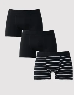 3 Pack Plain & Striped Mixed Trunks in Navy