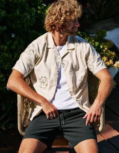 Palma Embroidered Short Sleeve Shirt in Oat
