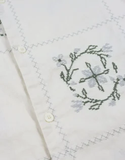 Palma Embroidered Short Sleeve Shirt in Oat