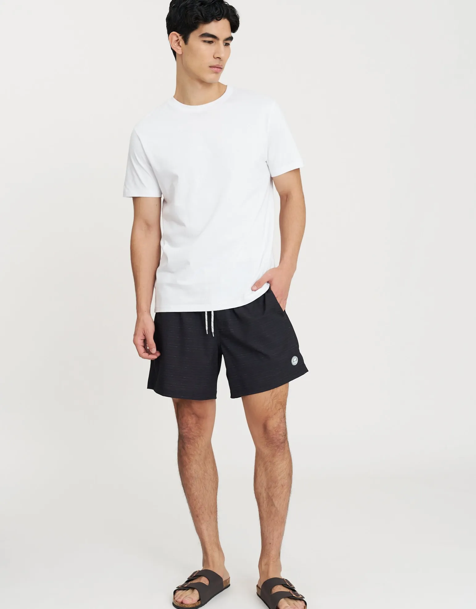 Palm Badge Swim Shorts in Black
