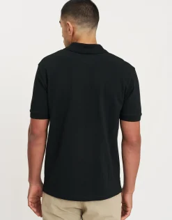 Pique Johnny Collar Short Sleeve Polo in Chocolate
