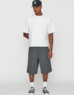 Plaid Baggy Fit Jorts in Black