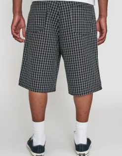 Plaid Baggy Fit Jorts in Black
