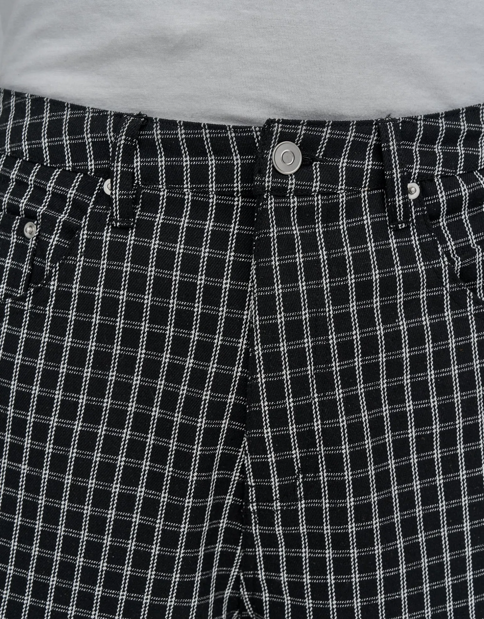 Plaid Baggy Fit Jorts in Black
