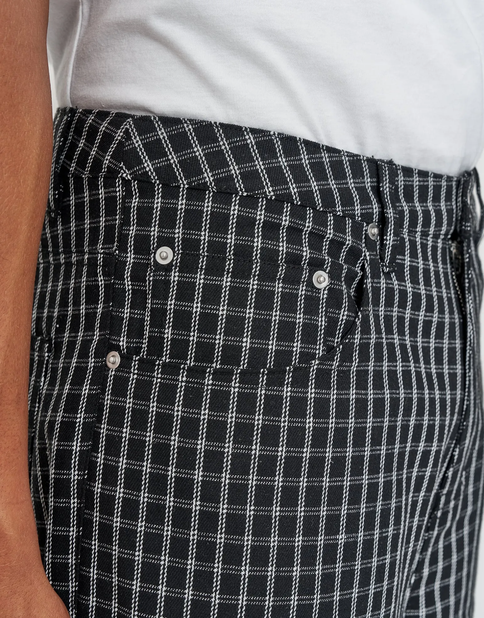 Plaid Baggy Fit Jorts in Black