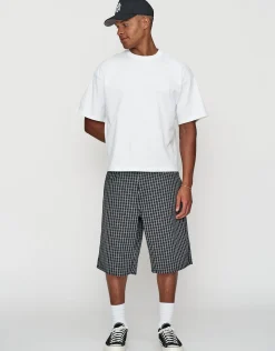 Plaid Baggy Fit Jorts in Black