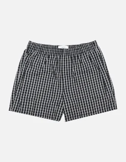 Plaid Print Boxers in Black