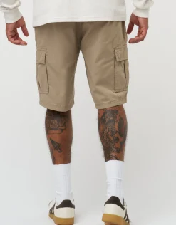 Plain Regular Fit Cargo Shorts in Tan