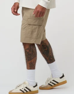 Plain Regular Fit Cargo Shorts in Bone