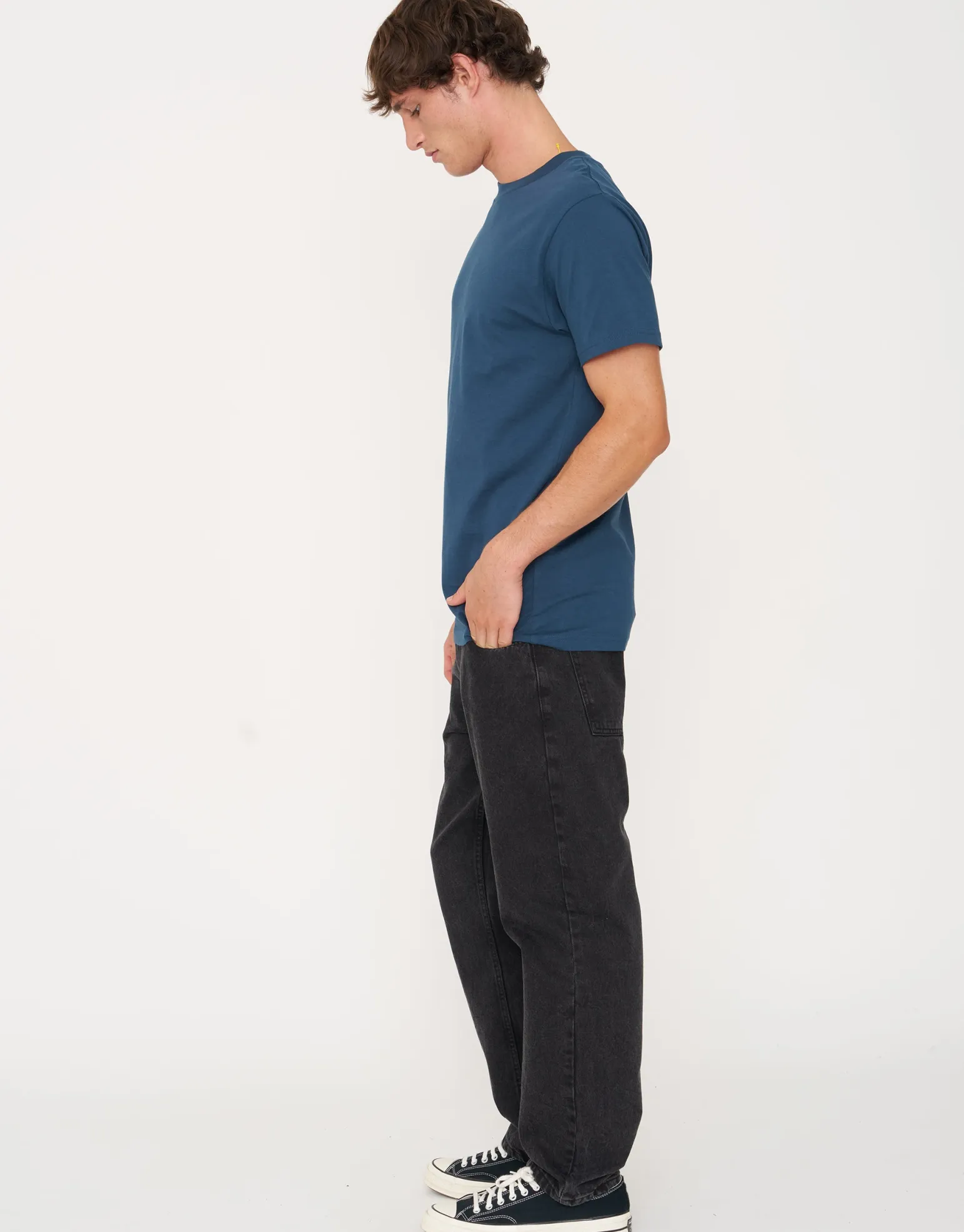 Plain Slim Fit T Shirt in Black