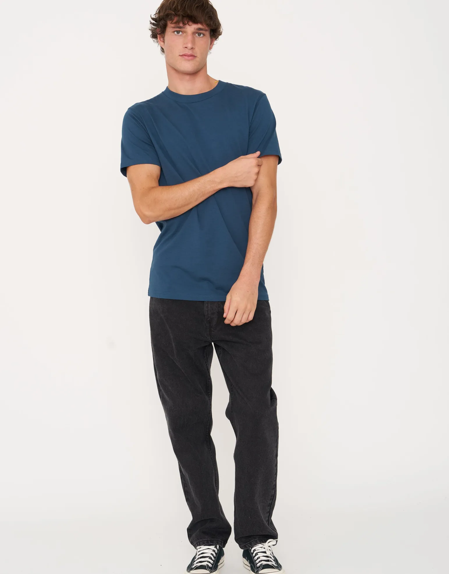Plain Slim Fit T Shirt in Navy