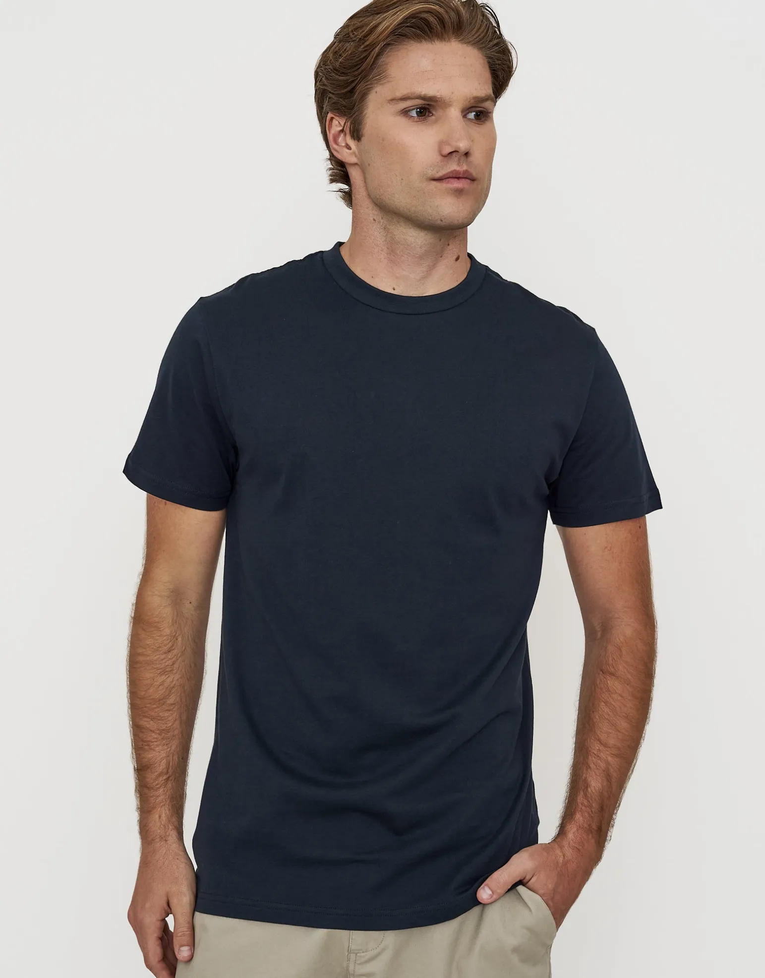 Plain Slim Fit T Shirt in Navy