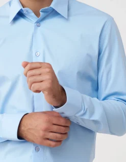 Plain Stretch Slim Fit Dress Shirt in Light Blue