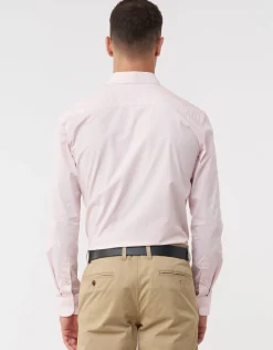 Plain Stretch Slim Fit Dress Shirt in Light Pink