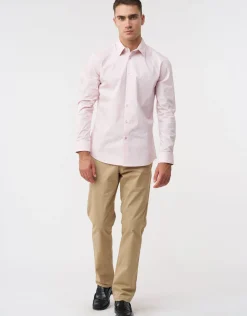 Plain Stretch Slim Fit Dress Shirt in Light Pink