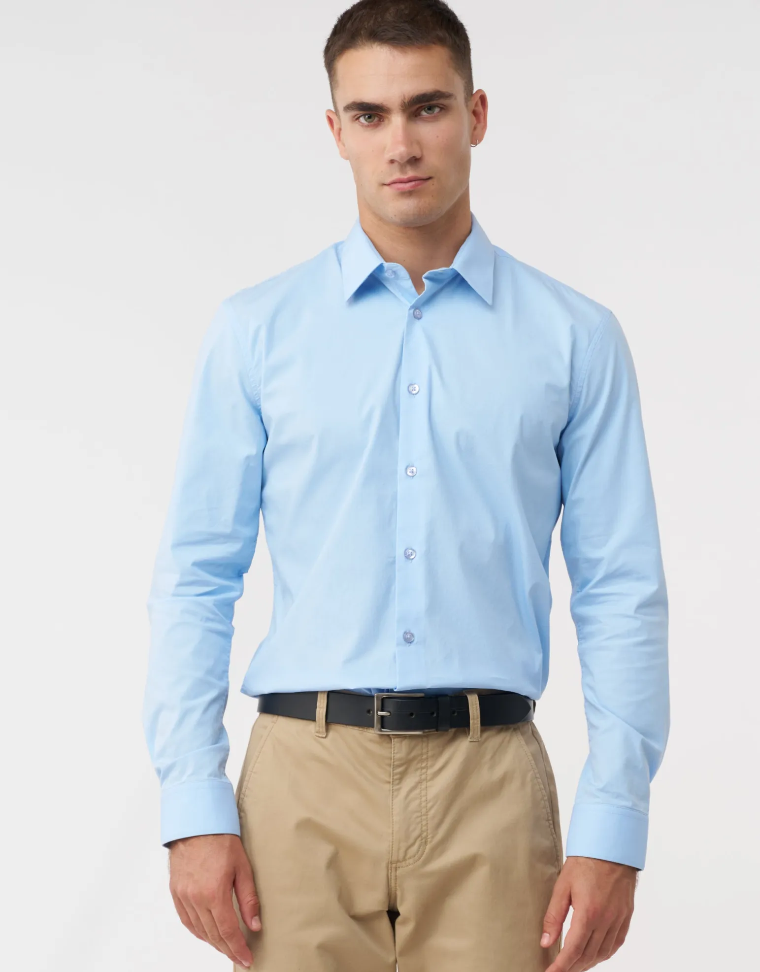 Plain Stretch Slim Fit Dress Shirt in Light Pink
