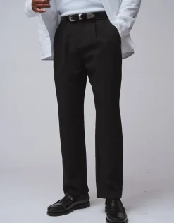 Pleated Elastic Waist Pants in Black