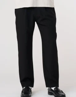 Pleated Elastic Waist Pants in Black