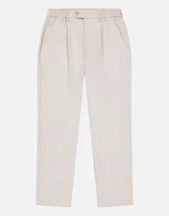 Pleated Elastic Waist Pants in Beige
