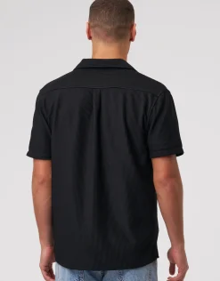 Plisse Pleated Relaxed Short Sleeve Shirt in Putty Grey